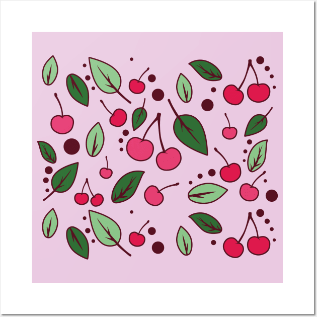 Delicious cherries pattern Wall Art by OgyDesign